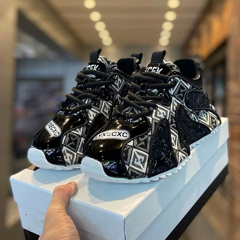 Black Patterned Patent Sneaker