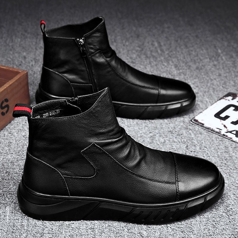 Black Zipper Ankle Boot Men