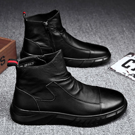 Black Zipper Ankle Boot Men