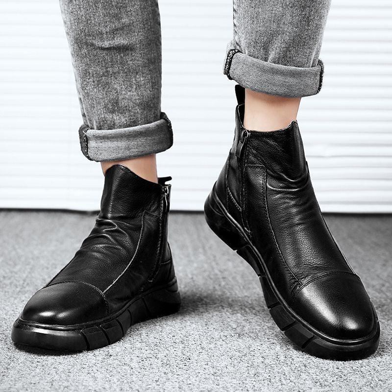 Black Zipper Ankle Boot Men
