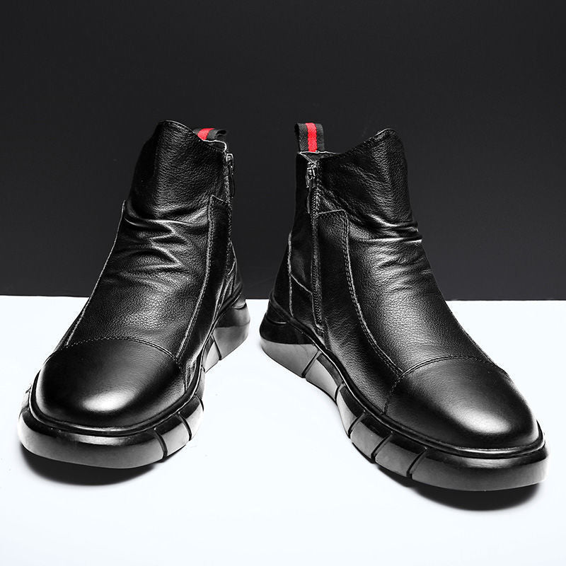 Black Zipper Ankle Boot Men