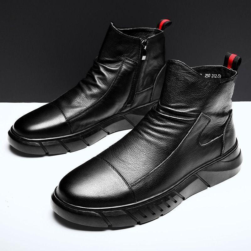 Black Zipper Ankle Boot Men
