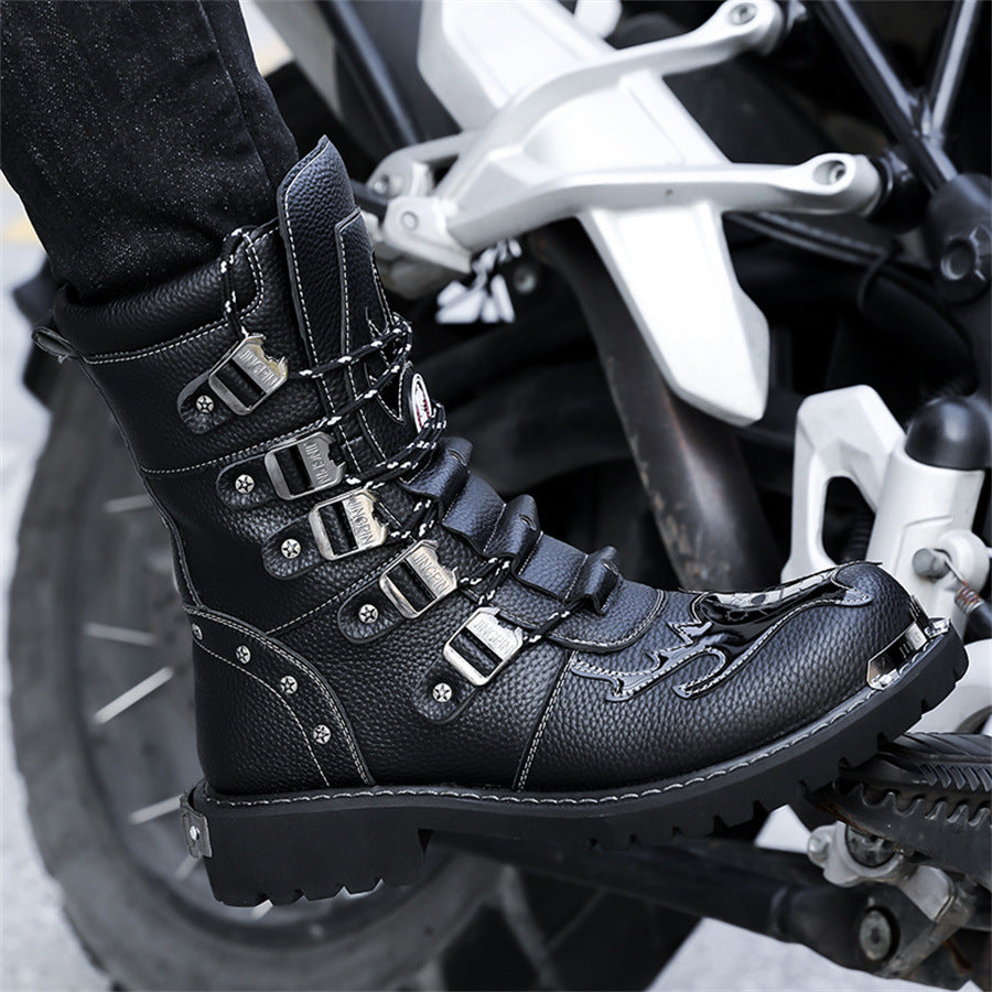 Black Buckle Motorcycle Boot