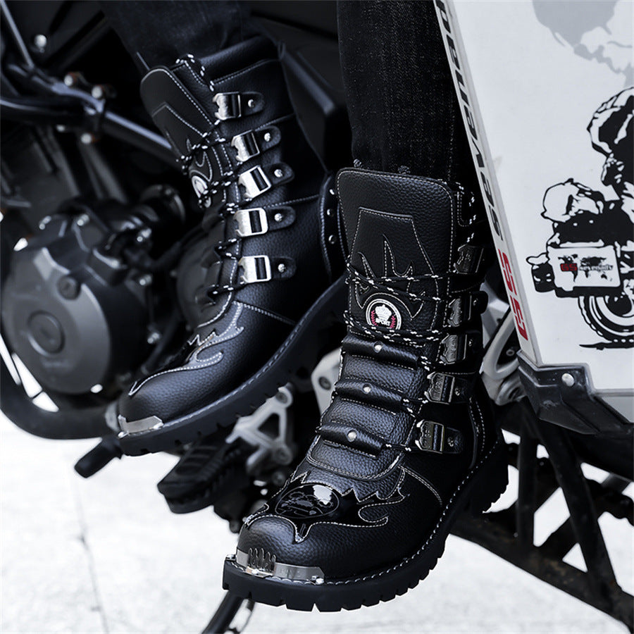 Black Buckle Motorcycle Boot