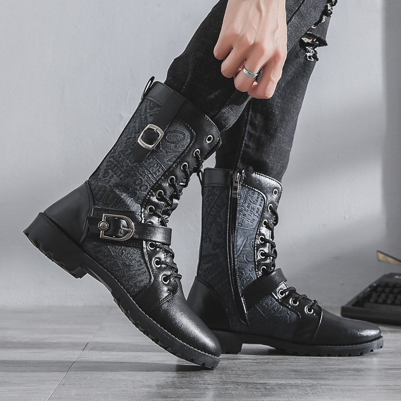 Denim Lace Up Combat Boot