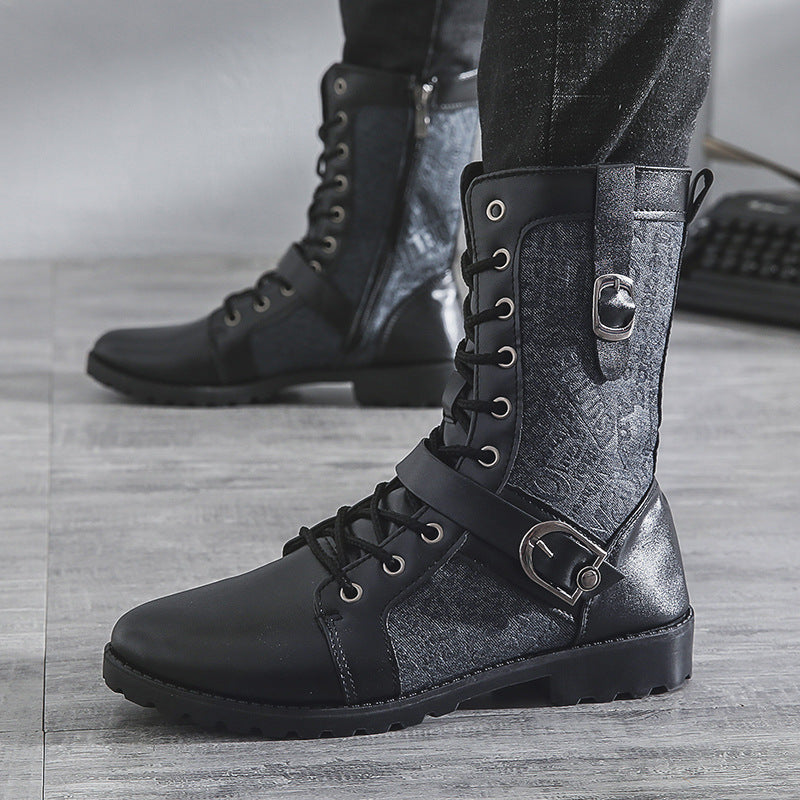 Denim Lace Up Combat Boot