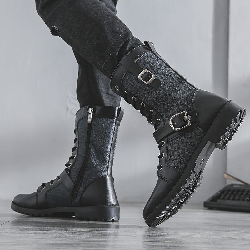 Denim Lace Up Combat Boot