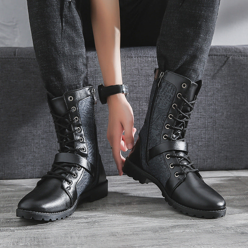 Denim Lace Up Combat Boot