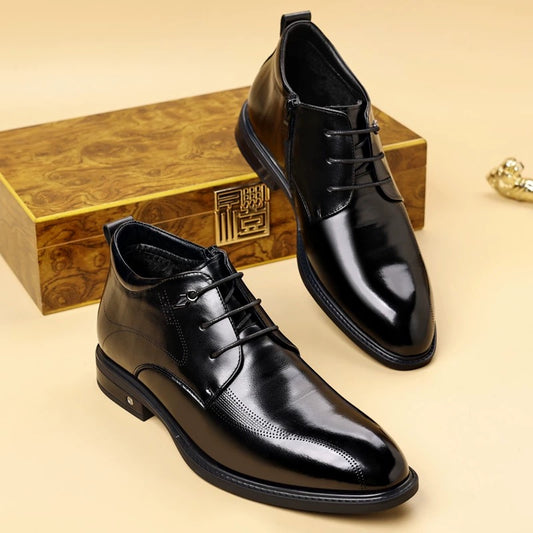 Black Lace Up Leather Boot