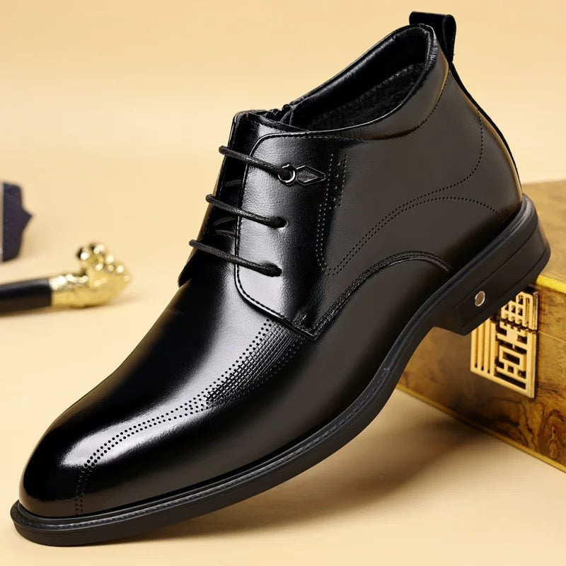 Black Lace Up Leather Boot