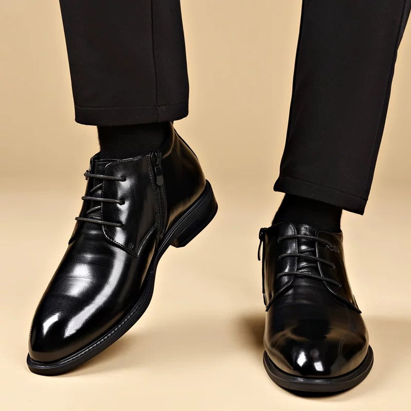 Black Lace Up Leather Boot