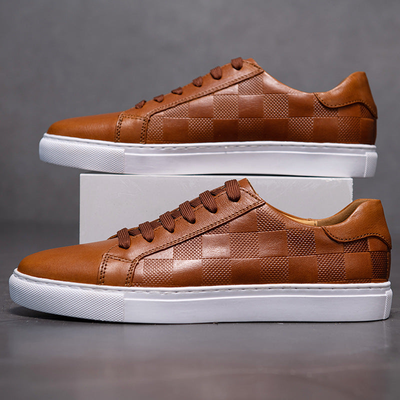 Checkerboard Leather Fashion Sneaker