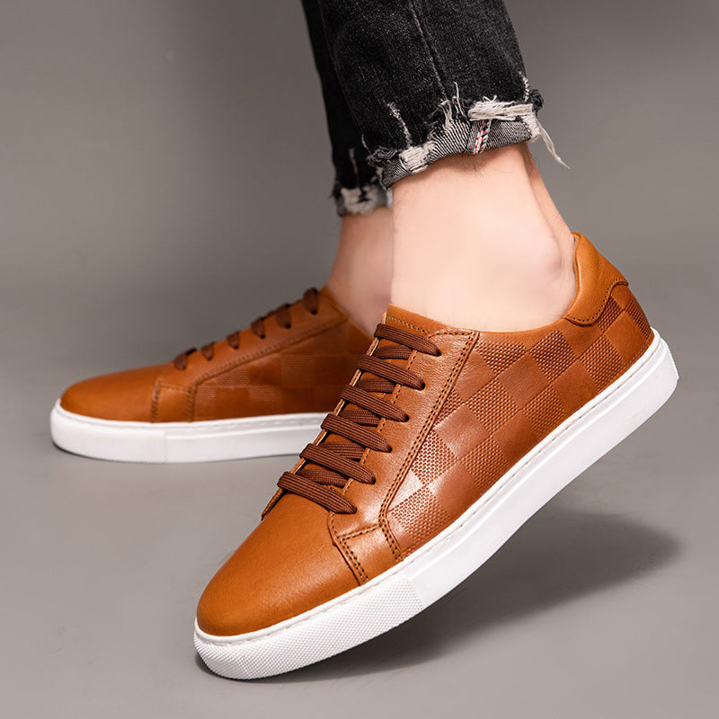 Checkerboard Leather Fashion Sneaker