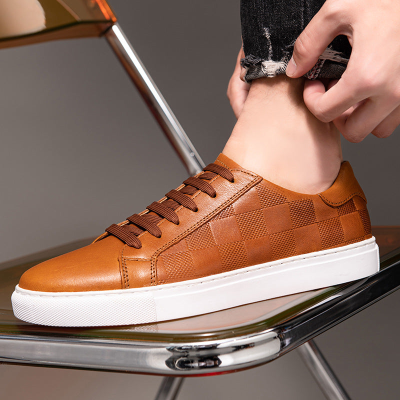Checkerboard Leather Fashion Sneaker