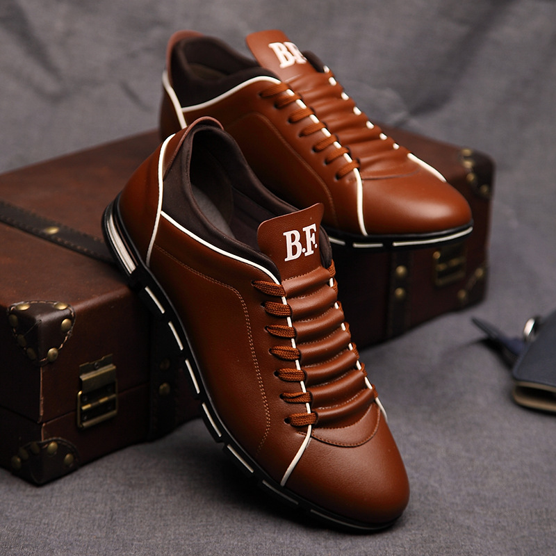 Men's Leather Slip On Casual Shoes Zipper Design