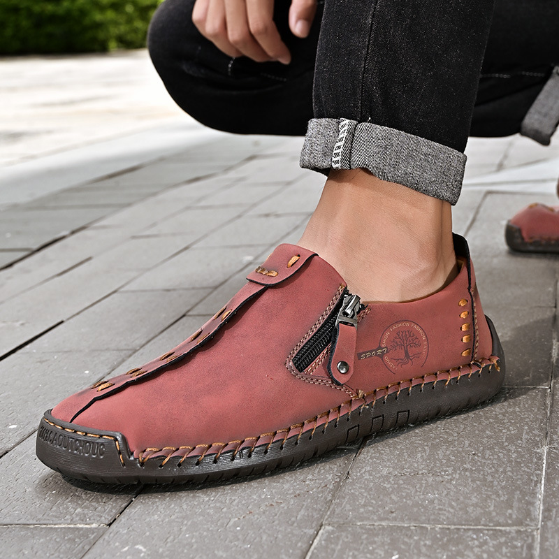 Men's Leather Lace Up Casual Sneakers