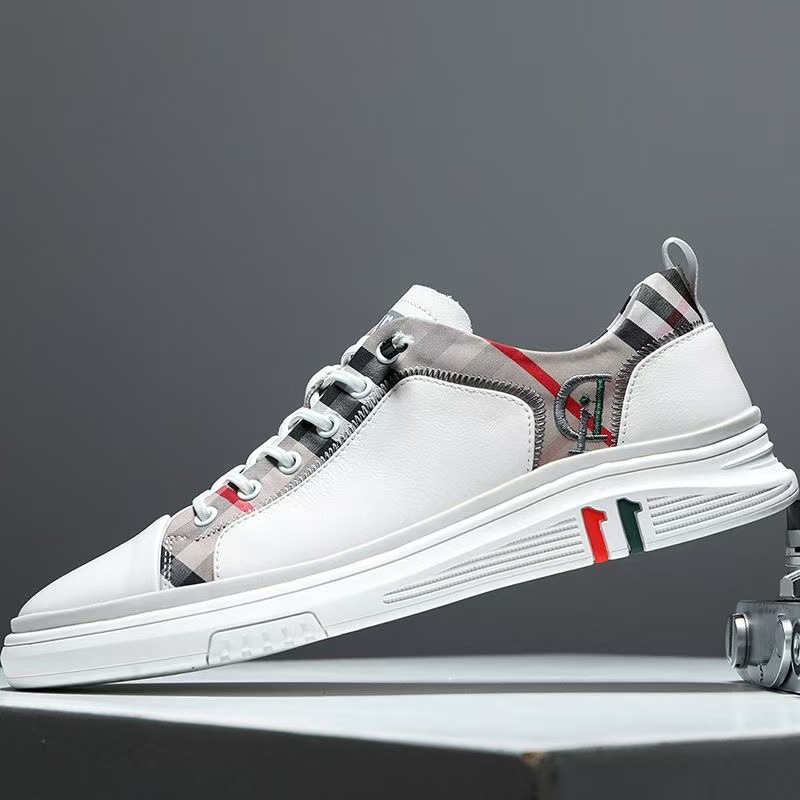 Men's Plaid Leather Casual Sneakers Summer Wear