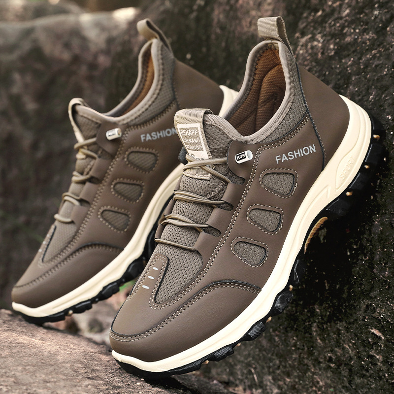 Men's Mesh Leather Summer Hiking Shoes Outdoor Wear