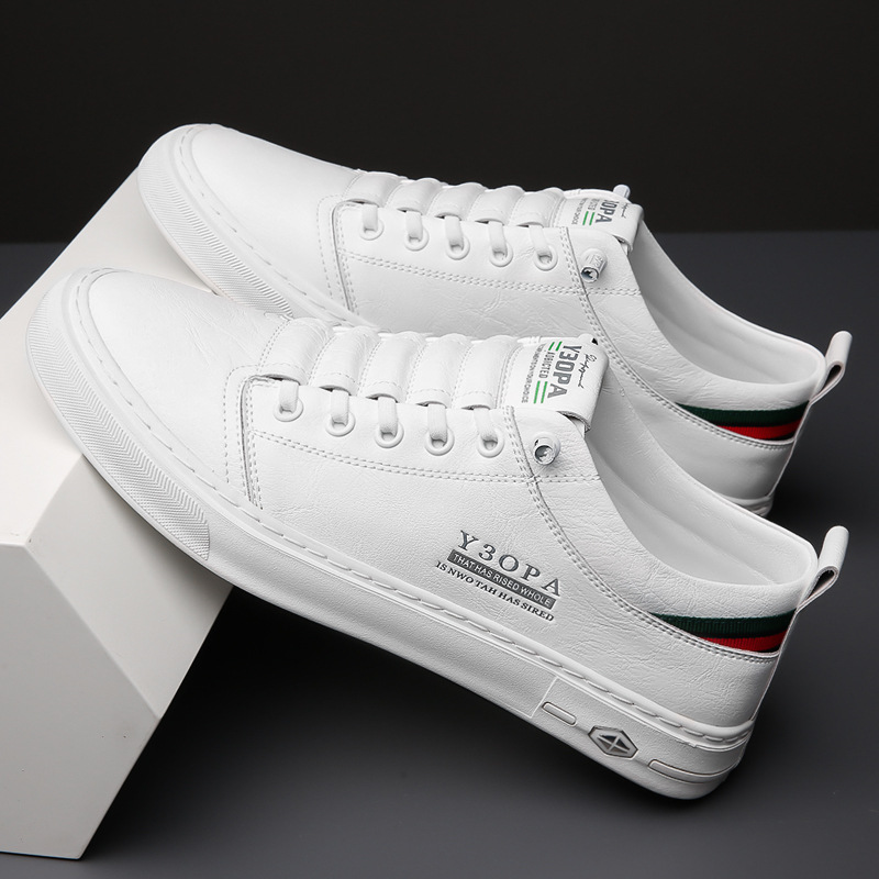 Men's White Leather Summer Casual Sneakers