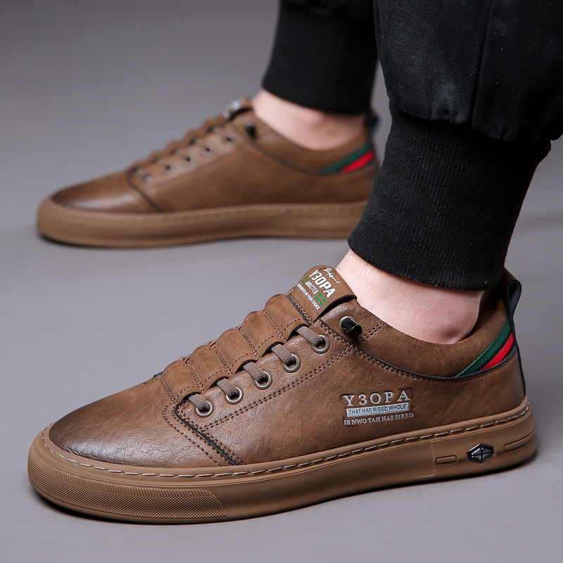 Men's White Leather Summer Casual Sneakers