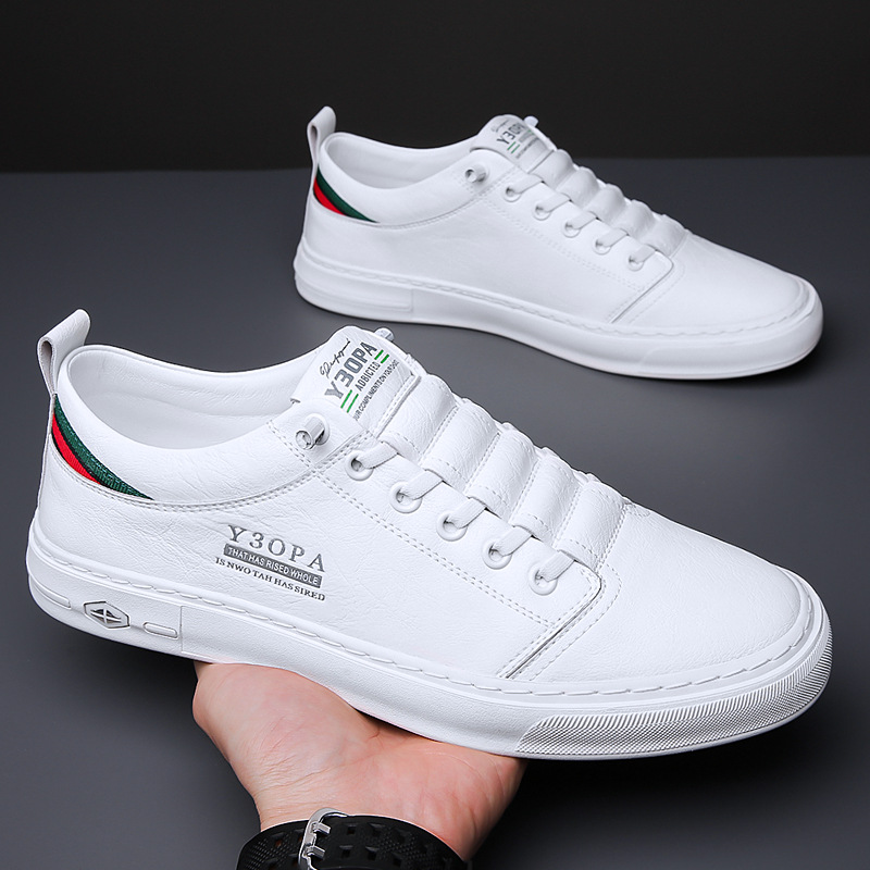 Men's White Leather Summer Casual Sneakers