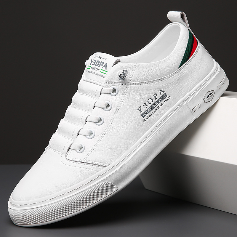 Men's White Leather Summer Casual Sneakers