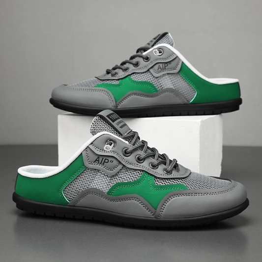 Men's Gray Green Mesh Slip On Shoe