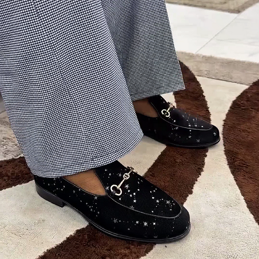 Men's Embellished Slip-On Dress Loafers with Buckle