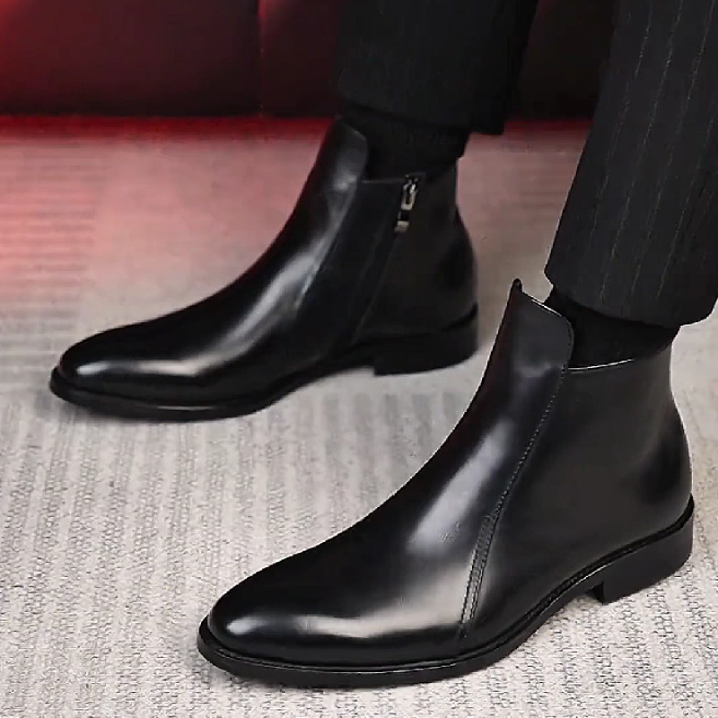Black Leather Chelsea Boot