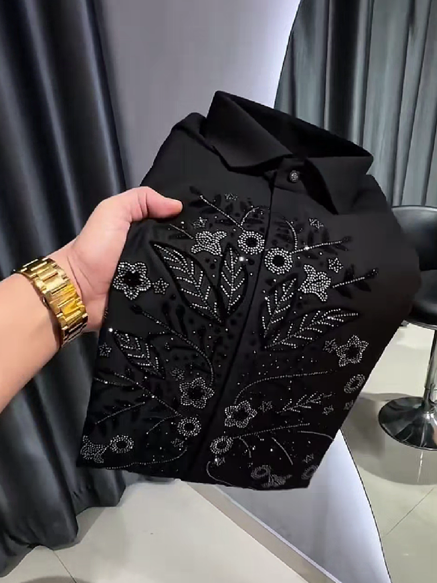 Floral Rhinestone Dress Shirt
