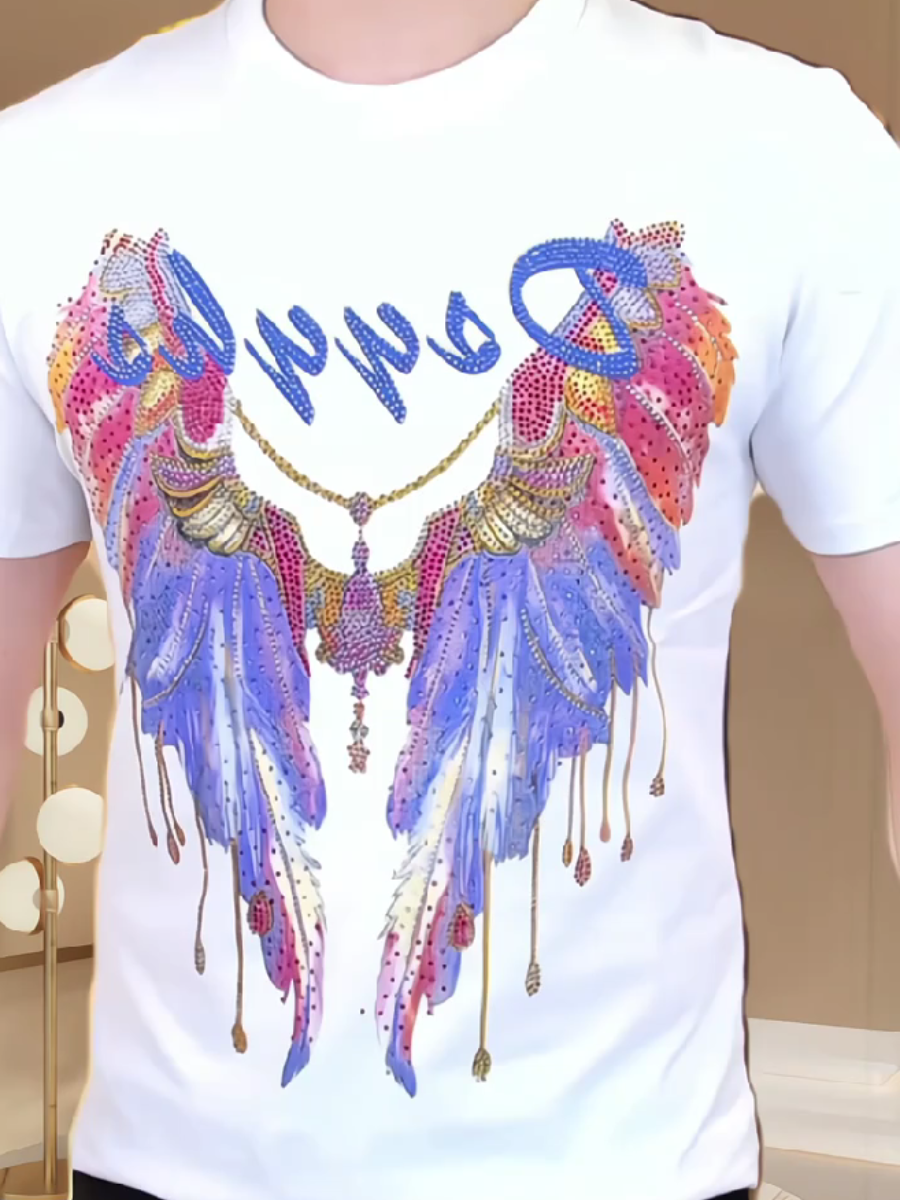 Men's Rhinestone Angel Wings T-Shirt