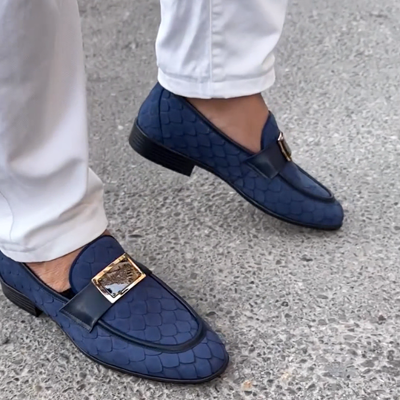 Men's Textured Leather Slip-On Dress Loafers