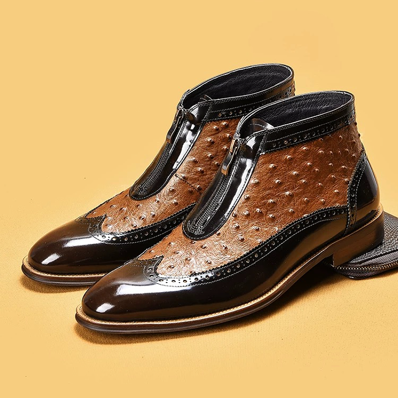 Brown Patent Leather Ankle Boot