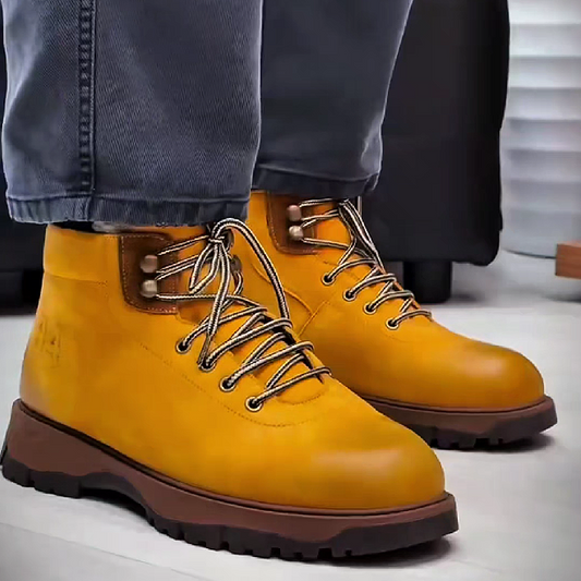 Yellow Lace Up Winter Boot
