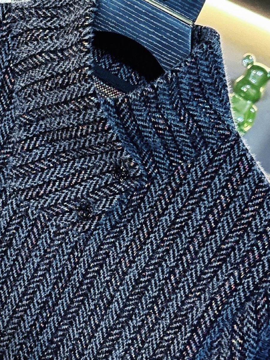 Navy Knit Shiny Sweater