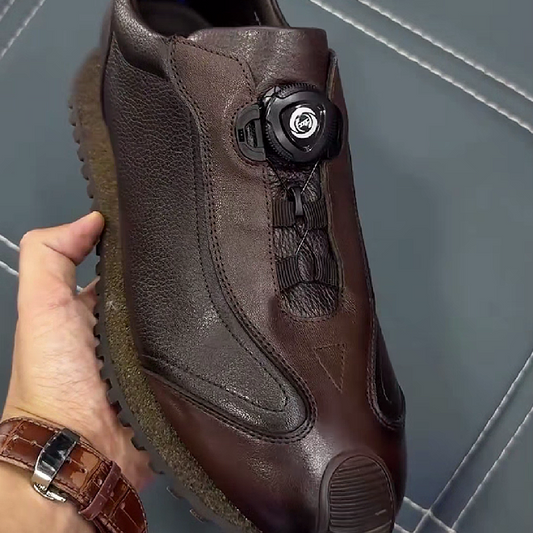 Men's Leather Slip-On Shoes with Quick-Lock Closure