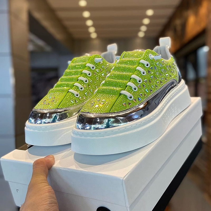 Neon Green Crystal Platform Sneaker
