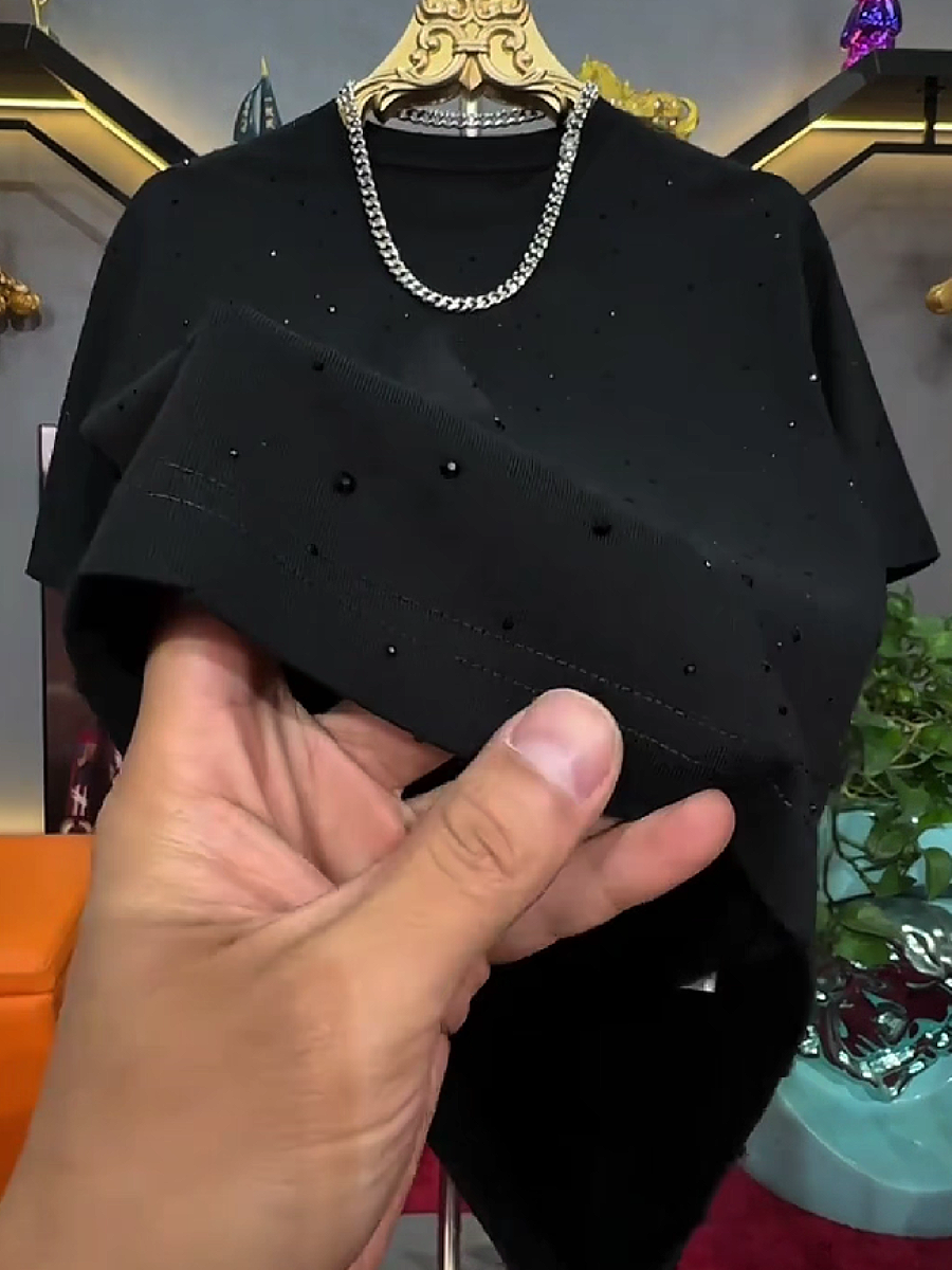 Men's Rhinestone Polka Dot Pattern T-Shirt