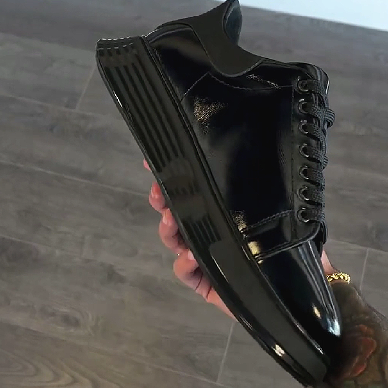 Black Patent Chunky Sole Sneaker