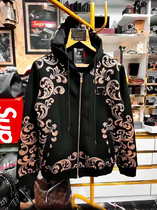 Embroidered Floral Hooded Jacket