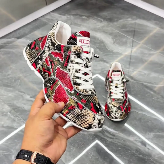 Patterned Lace-Up Fashion Sneaker