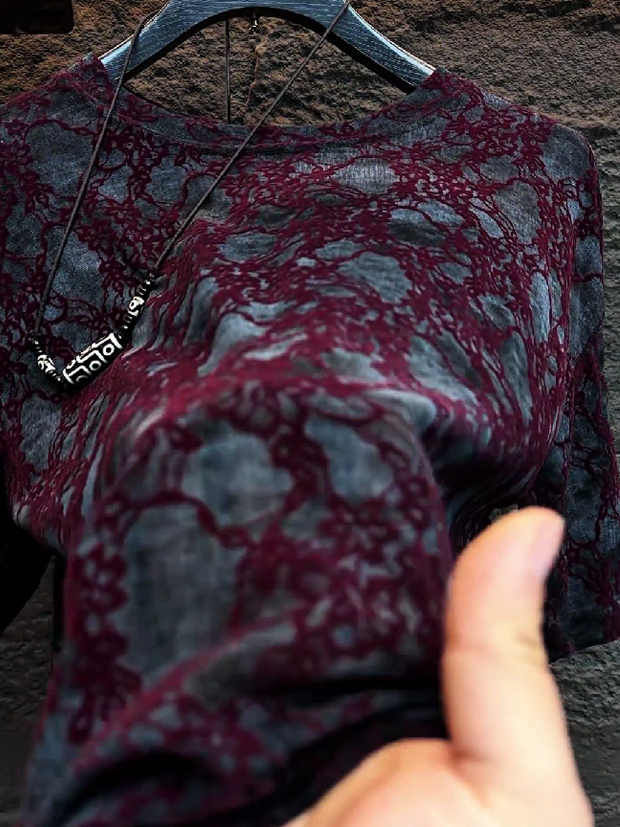 Men's Burnout Lace Pattern T-Shirt