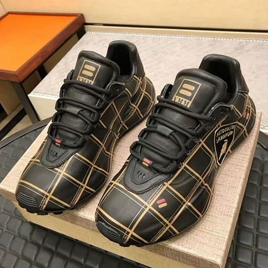 Men's Plaid Lace-Up Casual Boots with Embroidered Patch