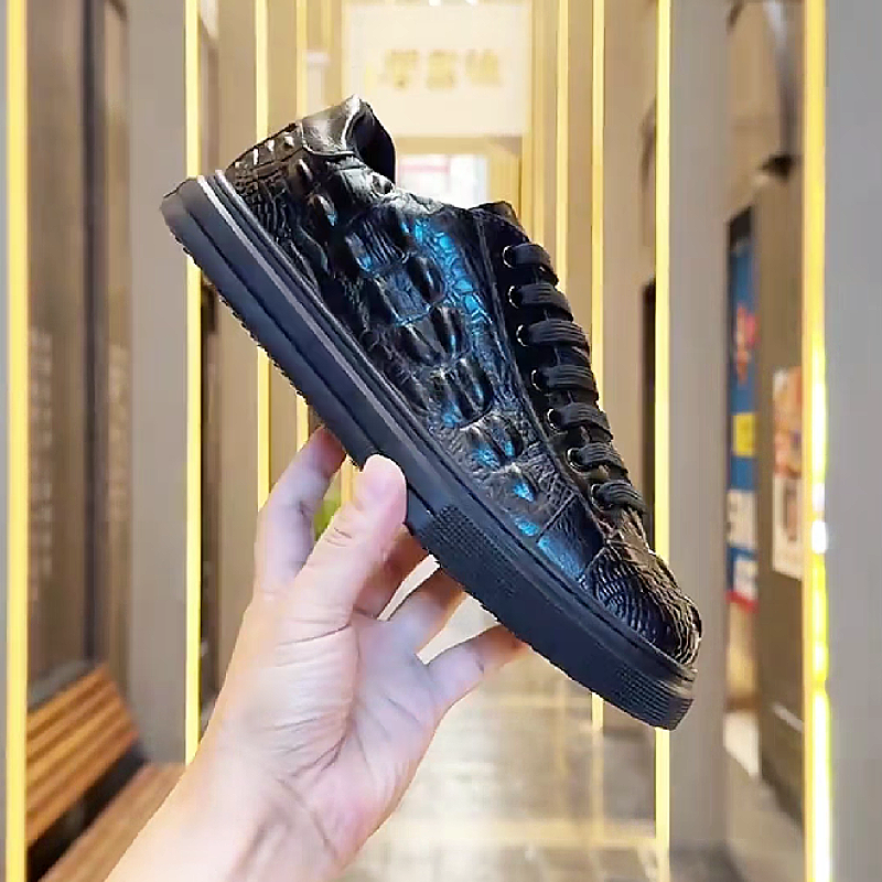 Croc-Embossed Sneakers