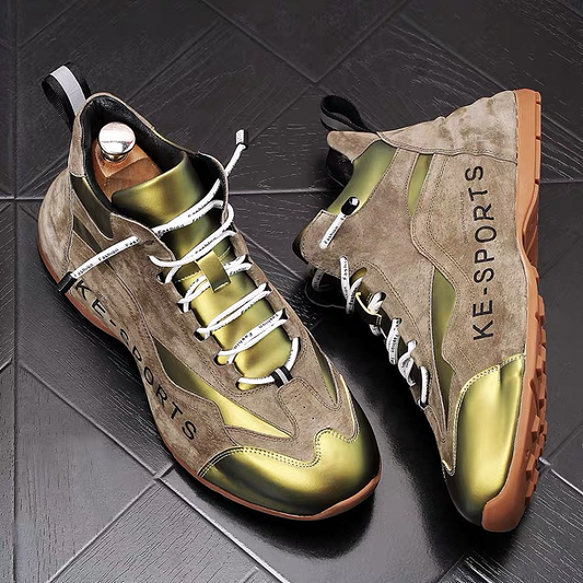 Men's Lace-Up Casual Sneakers with Reflective Panels