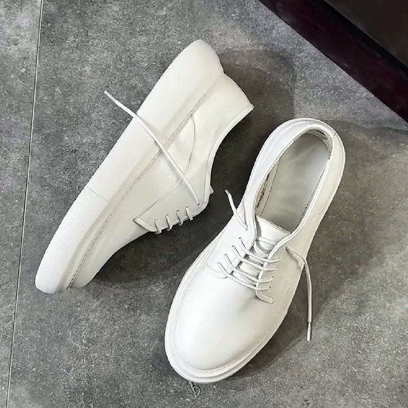 Men's Leather Lace-Up Casual Shoes with Platform Sole