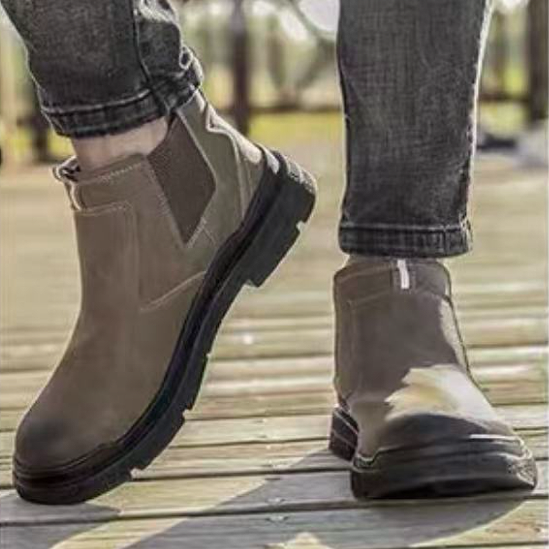 Suede Chelsea Work Boot with Rubber Sole