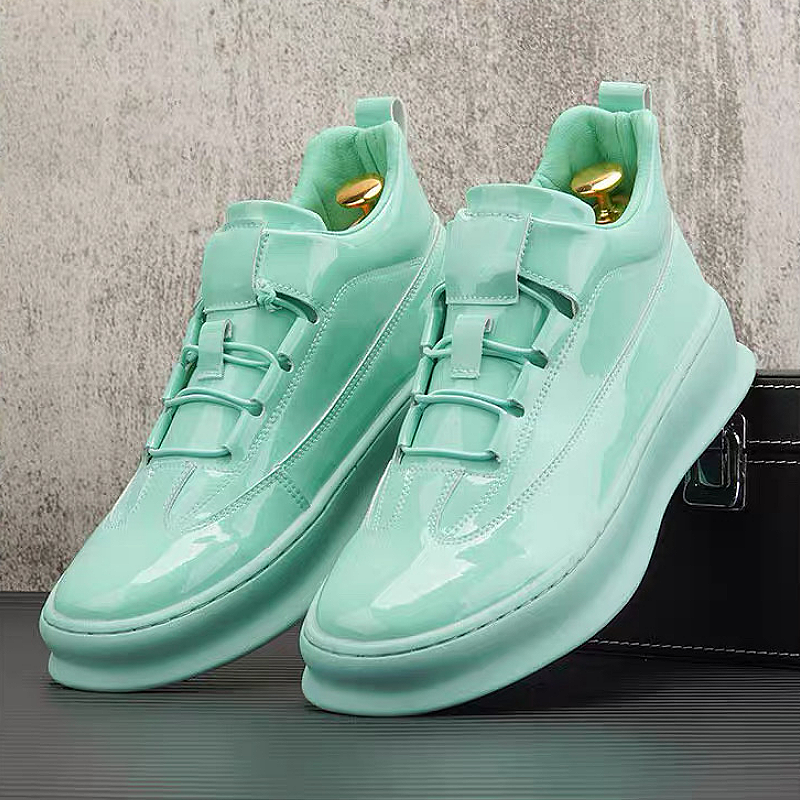 Men's Shiny Slip-On Sneakers with Metallic Accents