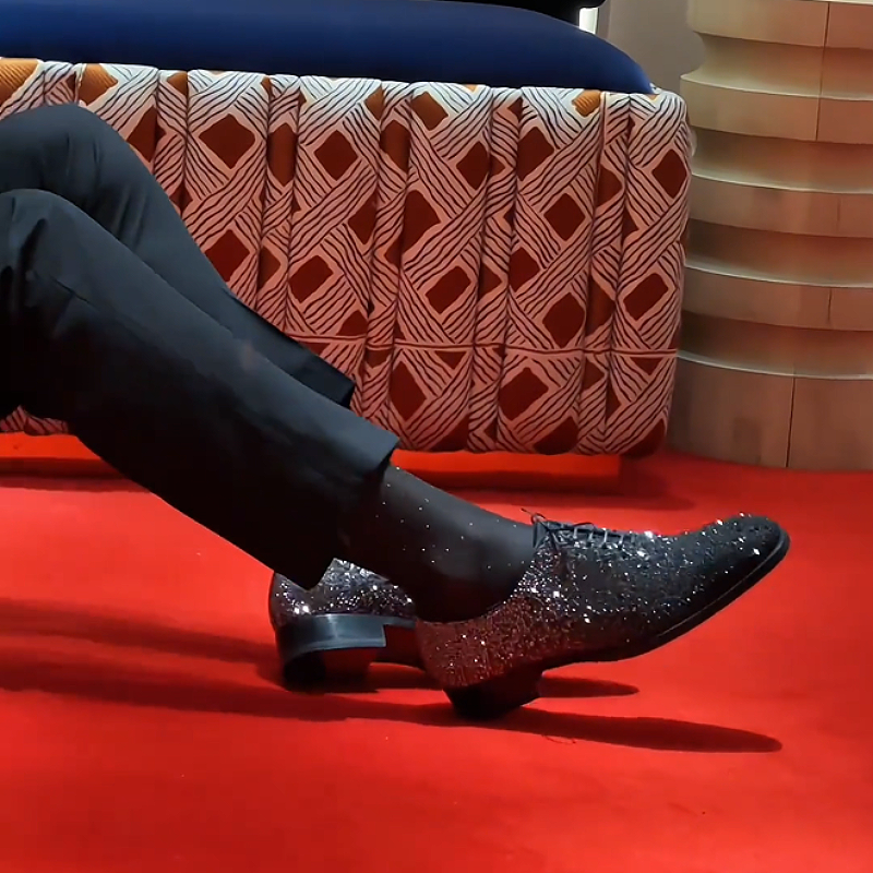 Black Glitter Oxford Shoe