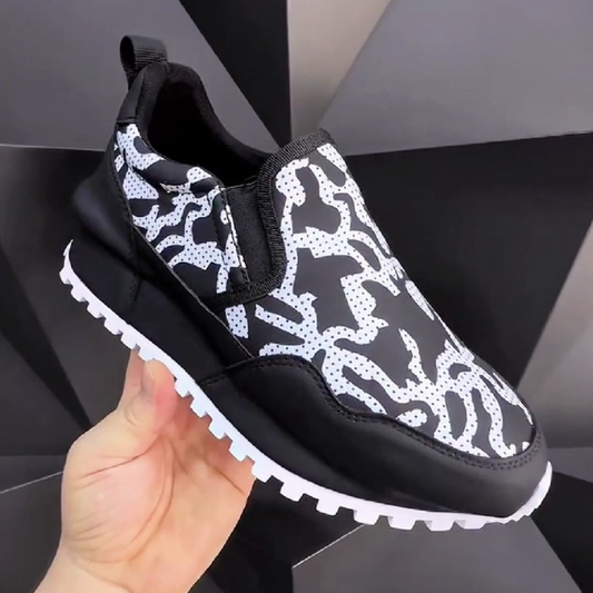 Men's Patterned Slip-On Sneakers with Textured Sole
